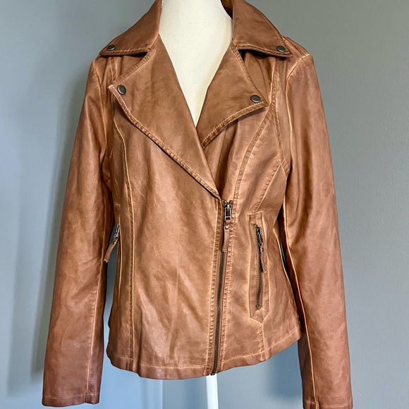 Max Studio Women's Moto Jacket. Size-L. Color-Luggage. MSRP-$98.00. NWT - Picture 6 of 13